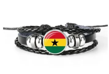 

Love Ghana Bracelet Handmade Ghana Flag Charm Women Men Leather Bracelets & Bangles Jewelry