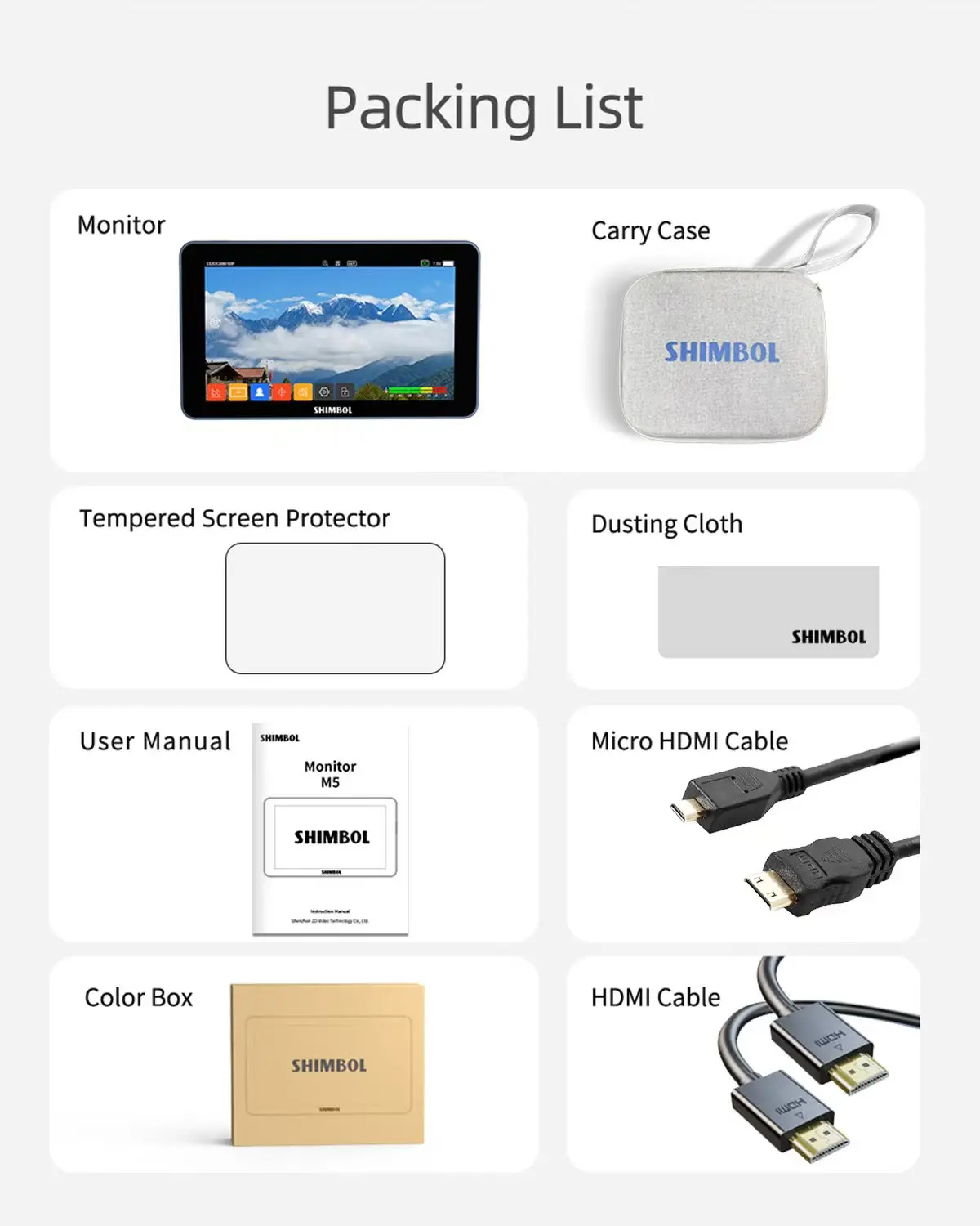 SHIMBOL M5 Professional on-camera monitor 5.5" 4K silm lightweight 1200nits brightness touchscreen to photographer shooting