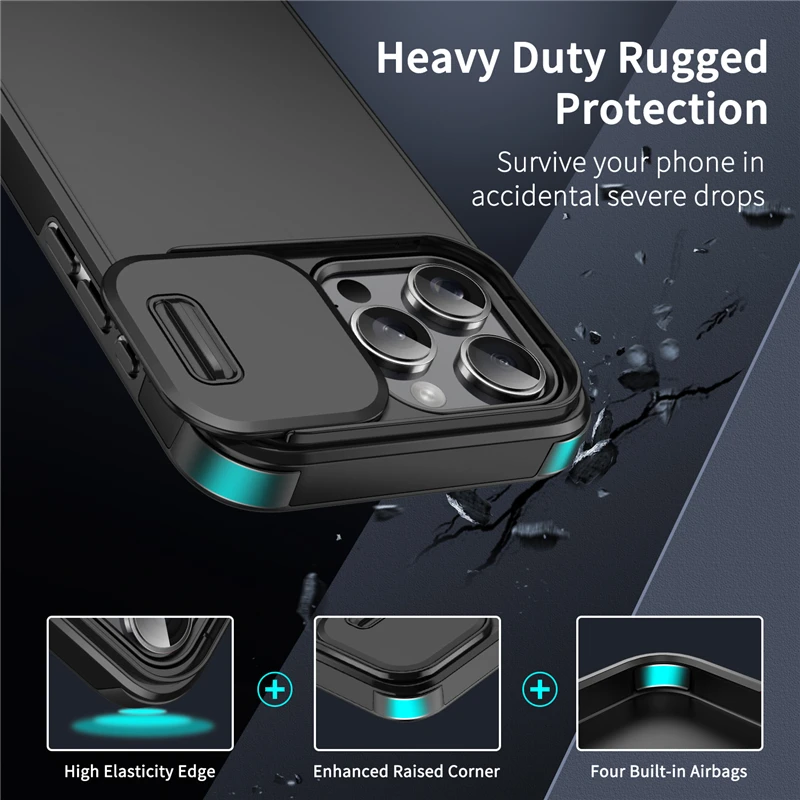 Luxury Slide Camera Protection Shockproof Armor Matte Phone Case Cover