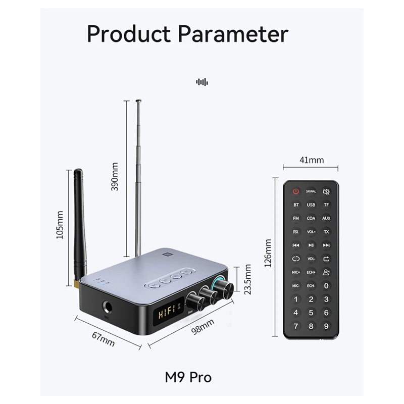 Tebe NFC 블루투스 5.1 오디오 리시버 송신기, 동축 RCA 무선 베이스 트레블 음악 어댑터, FM 라디오