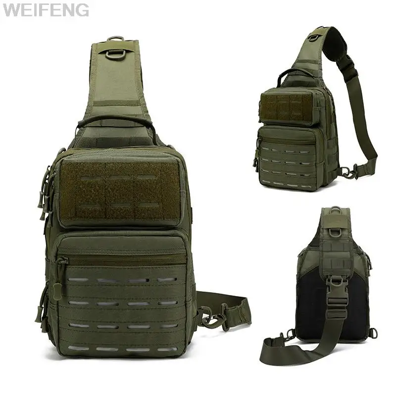 

Tactical Chest Bag Shoulder Bag Molle Laser Cut Backpack Crossbody Bags for Hiking Camping Cycling Hunting Outdoor Bag