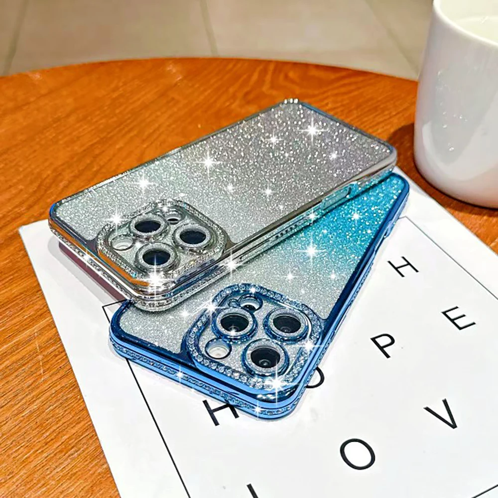 Luxury Electroplated Glitter Gradient Shockproof Phone Case - Soft Silicone Cover
