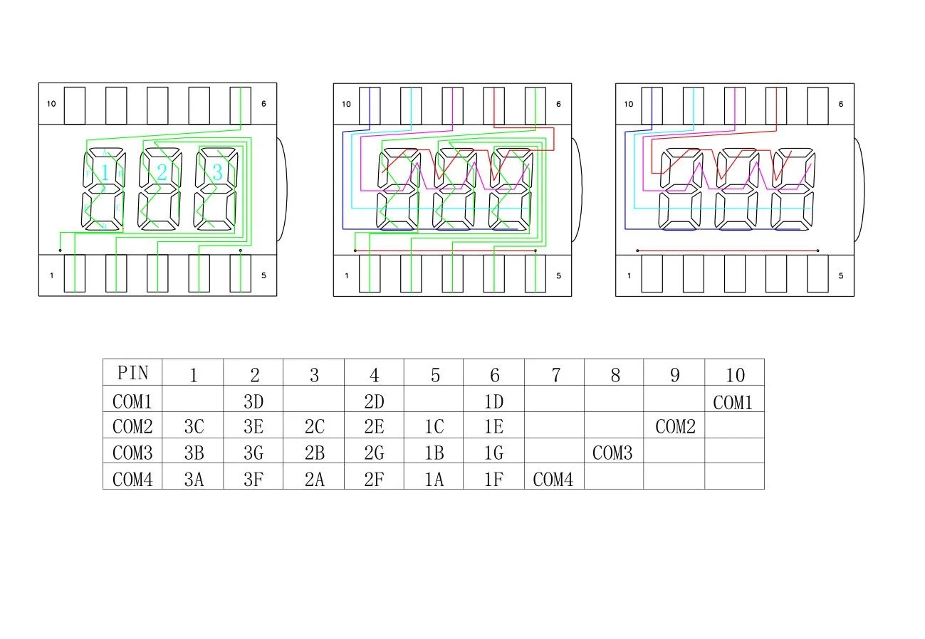 10PIN TN Positive 3-Digits Segment LCD Panel 3.0V Digital Tube Display