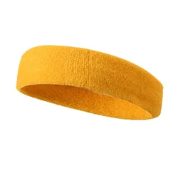 Cotton Athletic Elastic Sweat - Wicking Headband (Yellow)