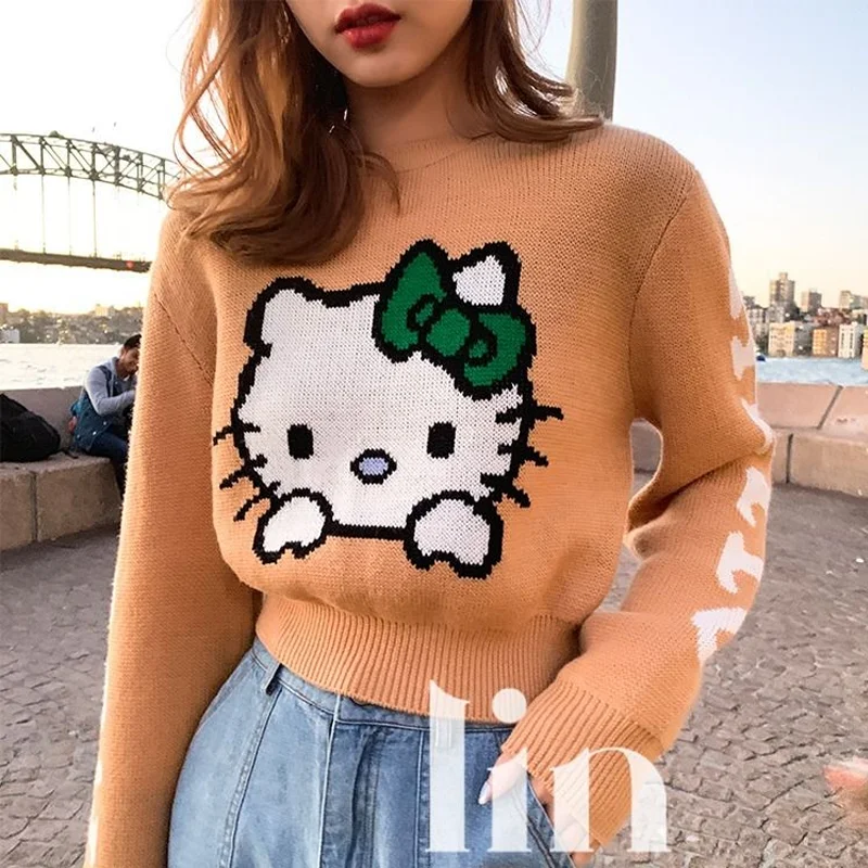 Top de camisola com zíper Sanrio Hello Kitty feminino, fato retrô de saia  plissada, impressão irregular de malha tipo slim, linha A, novo, verão -  AliExpress