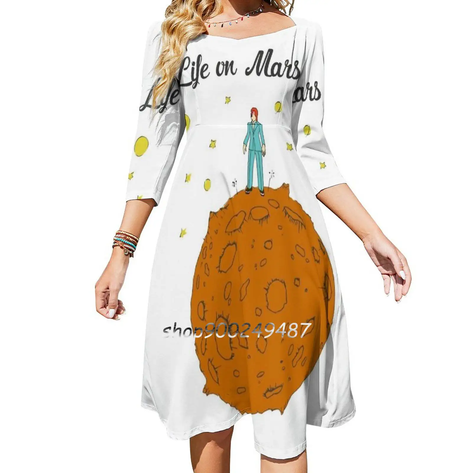 

Life On Mars Evening Party Dresses Midi Sexy Dress Female Sweet One Piece Dress Korean Bowie Life On Mars Space The Little