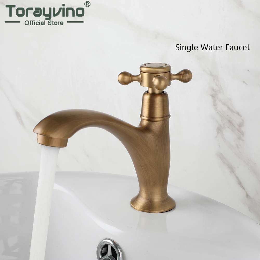 Torayvino Bathroom Faucet Basin Single Lever Faucet Deck Mounted Washbasin Torneira Bathtub Sink Only Cold Water Tap Nozzle