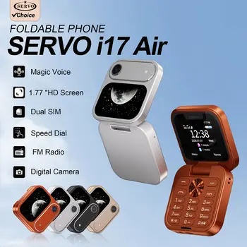SERVO i17 Air mini Fold Mobile Phone Speed Dial 1.77" Display Magic Voice 2G GSM Dual SIM Card Blacklist FM Radio Flip Cellphone