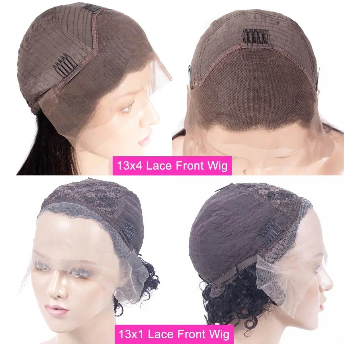 S38e994679341428ba5072195f0d565dcM Pixie Cut Wig Lace Wigs Deep Wave 13x4 Lace Frontal Wig Transparent Curly Short Bob Wig 13x1 Lace Wig Prepluck Remy Human Hair Mallzona