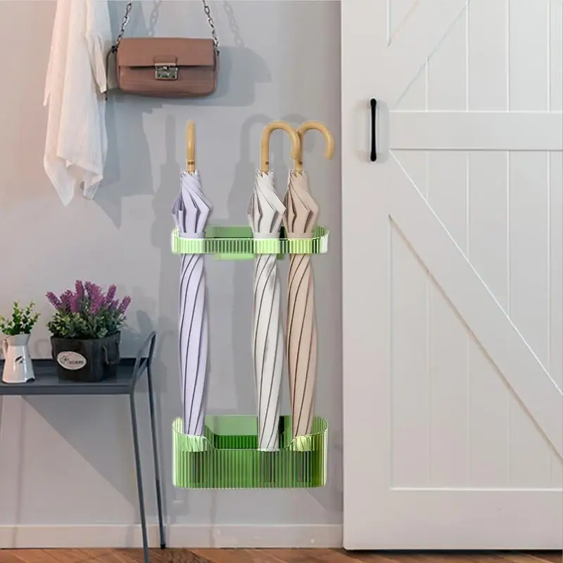 Umbrella Stands For Entryway Wall Mount Umbrella Rack Space-Saving Adjustable Stand Basket Organizer For Long And Short