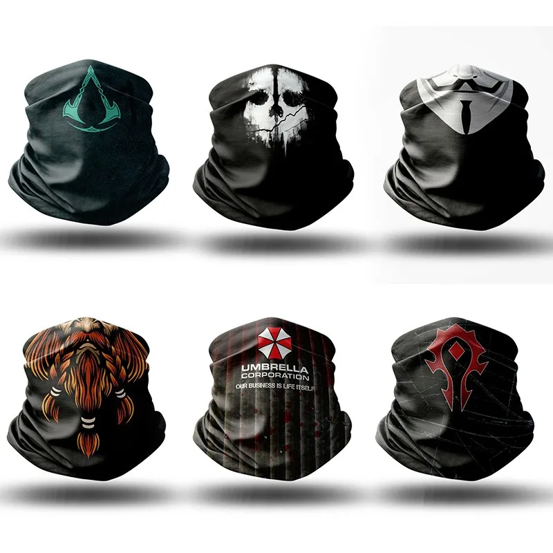 Washable Fabric Face Cover Neck Gaiter Umbrella Corporation Horde Assassin Design Scarf Fishing Cycling Tactical Hiking
