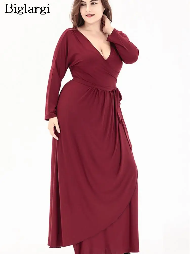 

Plus Size Autumn Long Dress Women Long Sleeve Irregular Pleated Ladies Dresses Fashion Casual Loose Woman Dress 2023