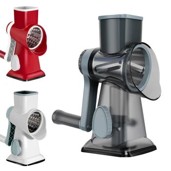 3-in-1 Manual Rotary Grater: Cheese Shredder, Vegetable Slicer