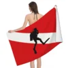Scuba Diver Flag Beach Towel Quick Drying Dive Diving Super Soft Microfiber Bath Sauna Towels 1