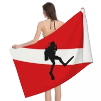 Scuba Diver Flag Beach Towel Quick Drying Dive Diving Super Soft Microfiber Bath Sauna Towels 1