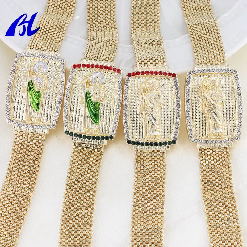 Bracciale Da Uomo Relojes De Pulsera Oro Laminado 14K 18K Placcato Oro Saint Jude Charm