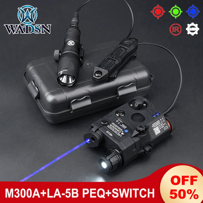 

WADSN PEQ-15 Red Green Blue Laser IR Sight PEQ 15 Airsoft White LED Strobe Light Surefir M300A MINI Flashlight Dual Switch