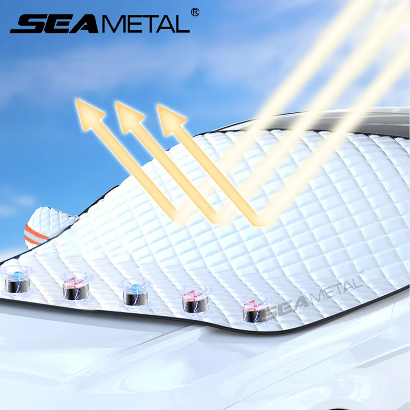 SEAMETAL Summer Windshield Cover UV Reflective Sun Shade Waterproof 4-Season Universal Sun Protection Cover Winter Snow Shield