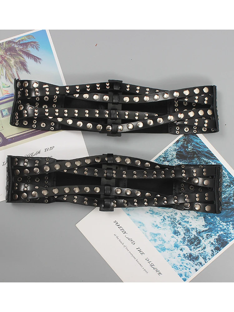  2022 Belts for Men Formal Ladies Fashion Atmosphere Wide Belt  Decorative Elastic Black Metal Belts for Women : Everything Else