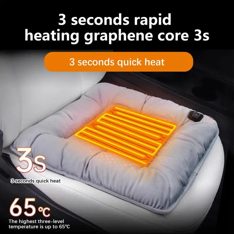 

Winter Car Seat Heater Pad 3 Levels Adjustable Gears Plush Comfort Fast 5V USB Heating Graphene Car Seat Heating Pad For Winter