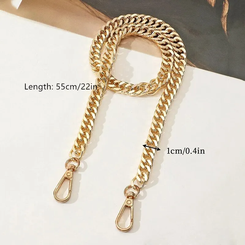 55 cm vielseitige Aluminiumkette mit Farbhaltung, Gold, DIY handgefertigte Metallwickelkette, Unterarm-Schultergurt, Ersatzgurt – Detail 8