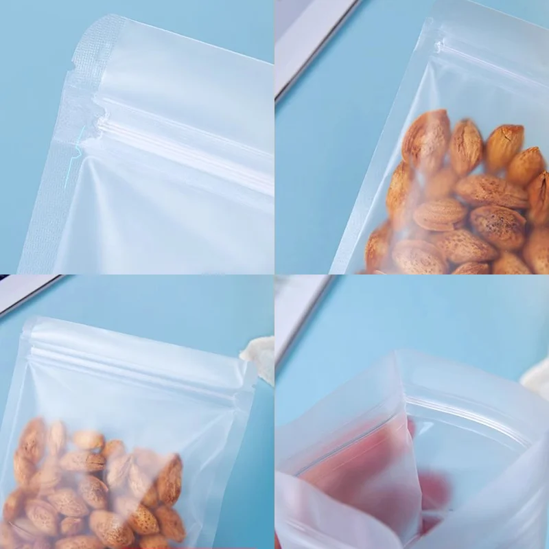 100 pieces of frosted self-standing ziplock bags, candy snack packaging bags, dried fruit food sealing bags with printable brand