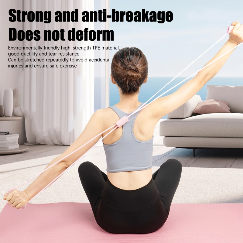 Fitness resistance band 8 word tensioner back yoga training elastic tube chest expansion