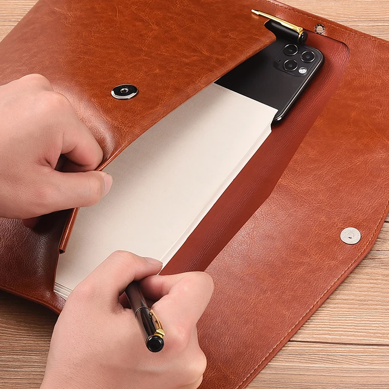 Leather File Folder for School Office file bag