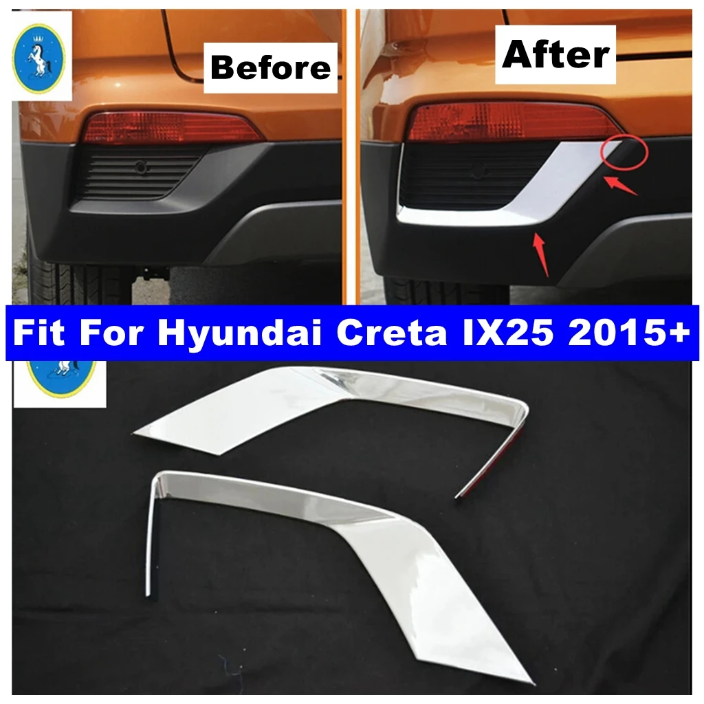 

Rear Tail Fog Foglights Lamps Lights Decoration Cover Trim Fit For Hyundai Creta IX25 2015 2016 2017 Chrome Exterior Accessories