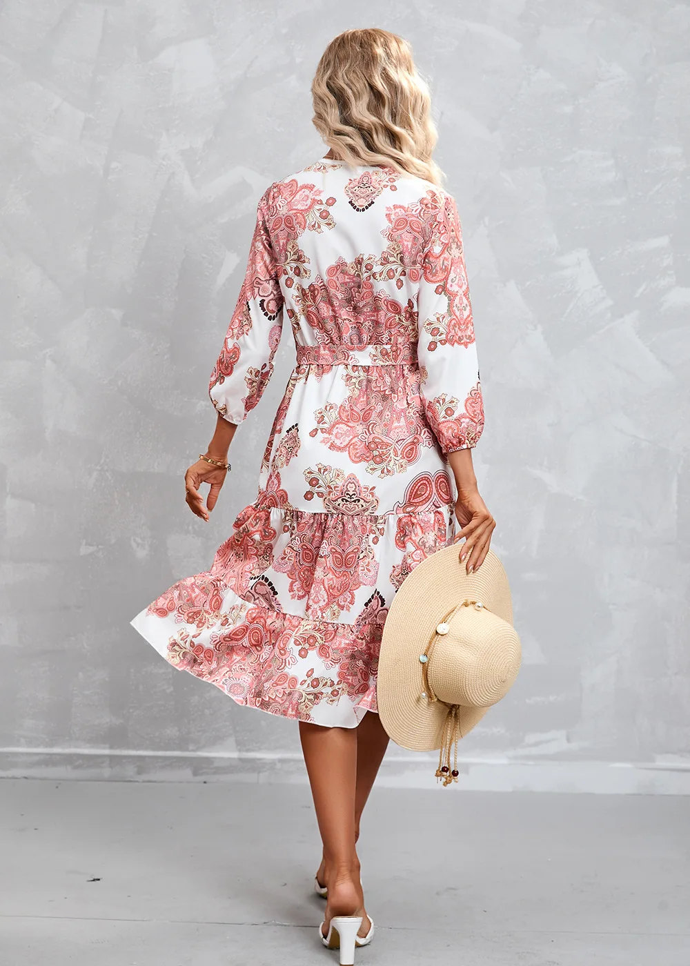 Summer Dress Print Steetwear Dress Women Dress three quarter sleeves dress Tunic Dress Vestidos