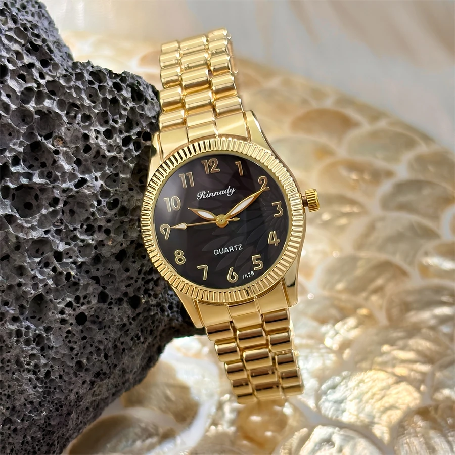 Classic Elegant Watch for Women with One-Sided Feather Design Dial - 5