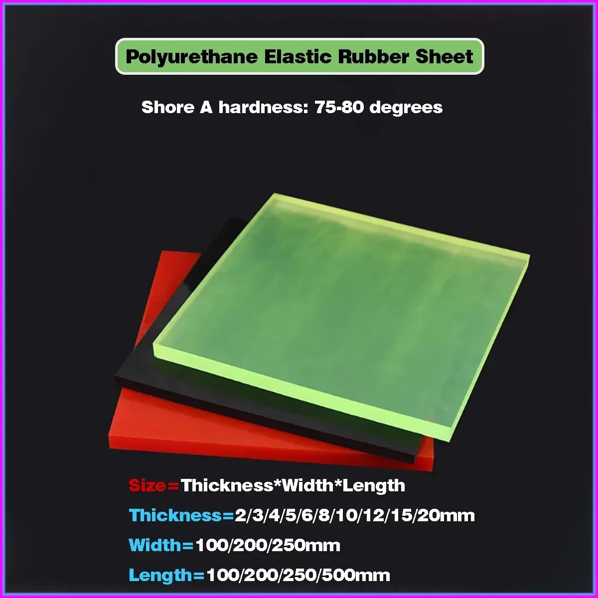 PU Elastische Gummimatte Farbige Polyurethan-Dämpfungsmatte 2/3/4/5/6/8/10/12/15/20mm Dick Ölbeständiges Material – Detail 1