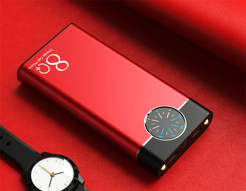 power bank portable charger Aluminum Alloy Case Portable 80000mAh Power Bank Fashion Roulette Display External Battery Is Suitable for Iphone Xiaomi Samsung anker powercore 20000