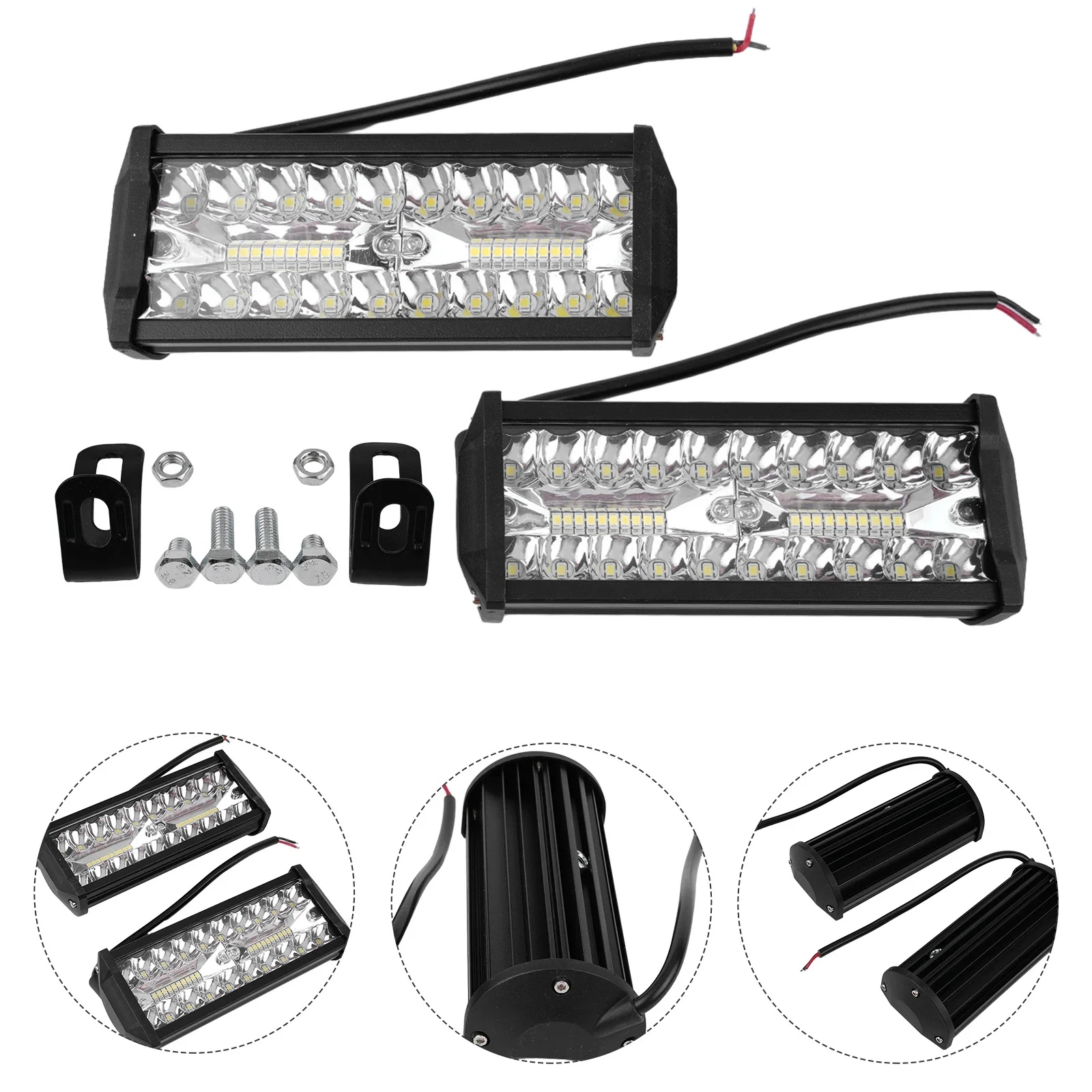 

Brand New LED Light Bar Kits 2pcs/Set 4000LM 4WD 6500K 7inch Accessories Combo Beam DC 9-32V OffRoad Spot Flood