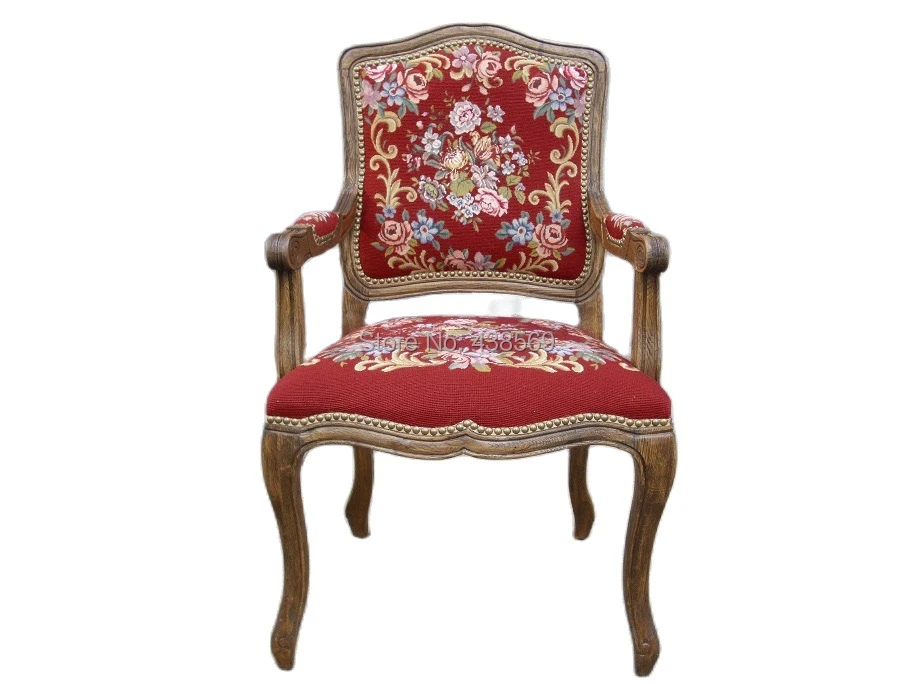 Persona Zeep hond Free Shipping Antique Arm Chair Fauteuil Louis Xv Style Gobelin Tapestry  Carved Wood Hobnails With Needlepoint Covers - Dining Chairs - AliExpress