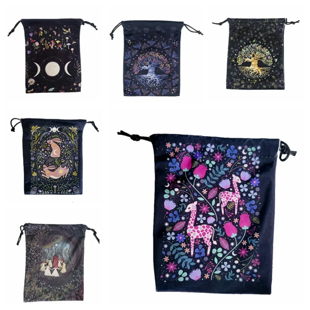 

1pcs Accessories Card Storage Bag Constellation Rabbit Oracle Cards Storage Bag Occult Flower Mini Board Game Drawstring Package