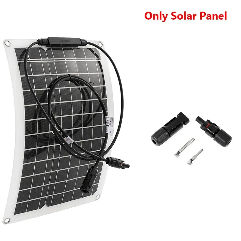 Panneau solaire Flexible 30W-600W, chargeur de batterie 12V, double USB avec contrôleur 10A-100A, batterie externe pour téléphone, voiture, Yacht