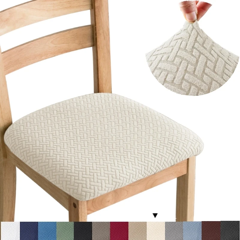Stretch Jacquard Dining Chair Seat Covers – Washable, Removable, Anti-Dust Protector