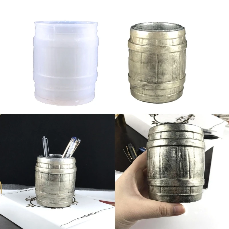 

DIY Barrel Shape Flower Pot Silicone Mold Concrete Cement Candlestick Succulent Planter Flower Vase Epoxy Resin Casting Mould
