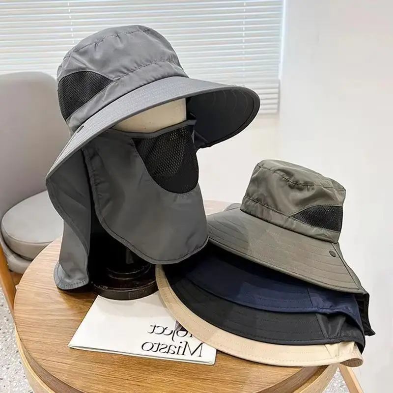 Summer Sun Hats Outdoor Fishing Hats Men's And Women's Camping Visors Bucket Hats Neck Flap Bucket Hats