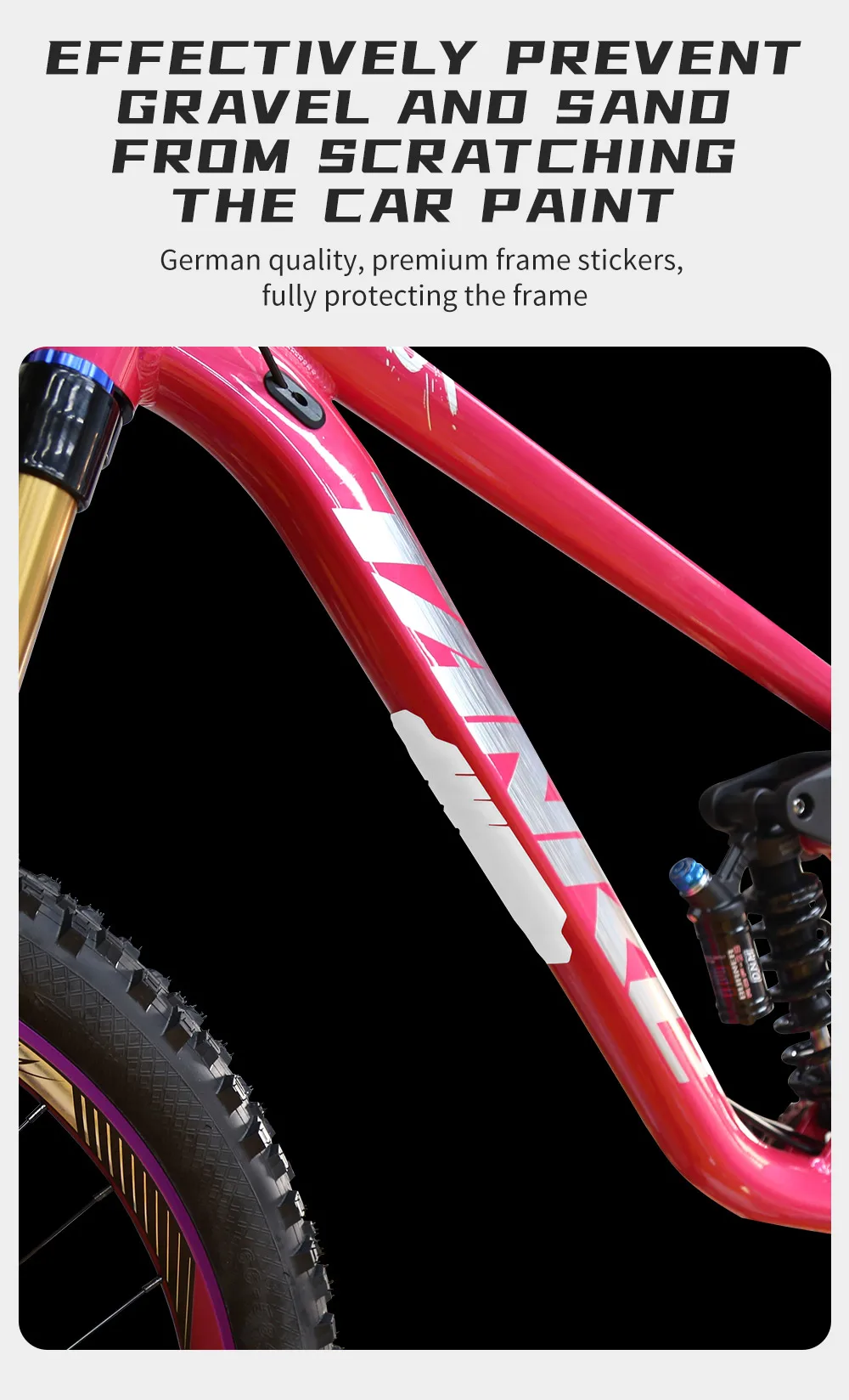 TANKE Fahrradrahmen-Schutzfolie Kratzfeste MTB-Fahrradschutzfolie Fahrradschutz Dicker Aufkleber Starkes Verbessertes TPU-Material – Detail 3