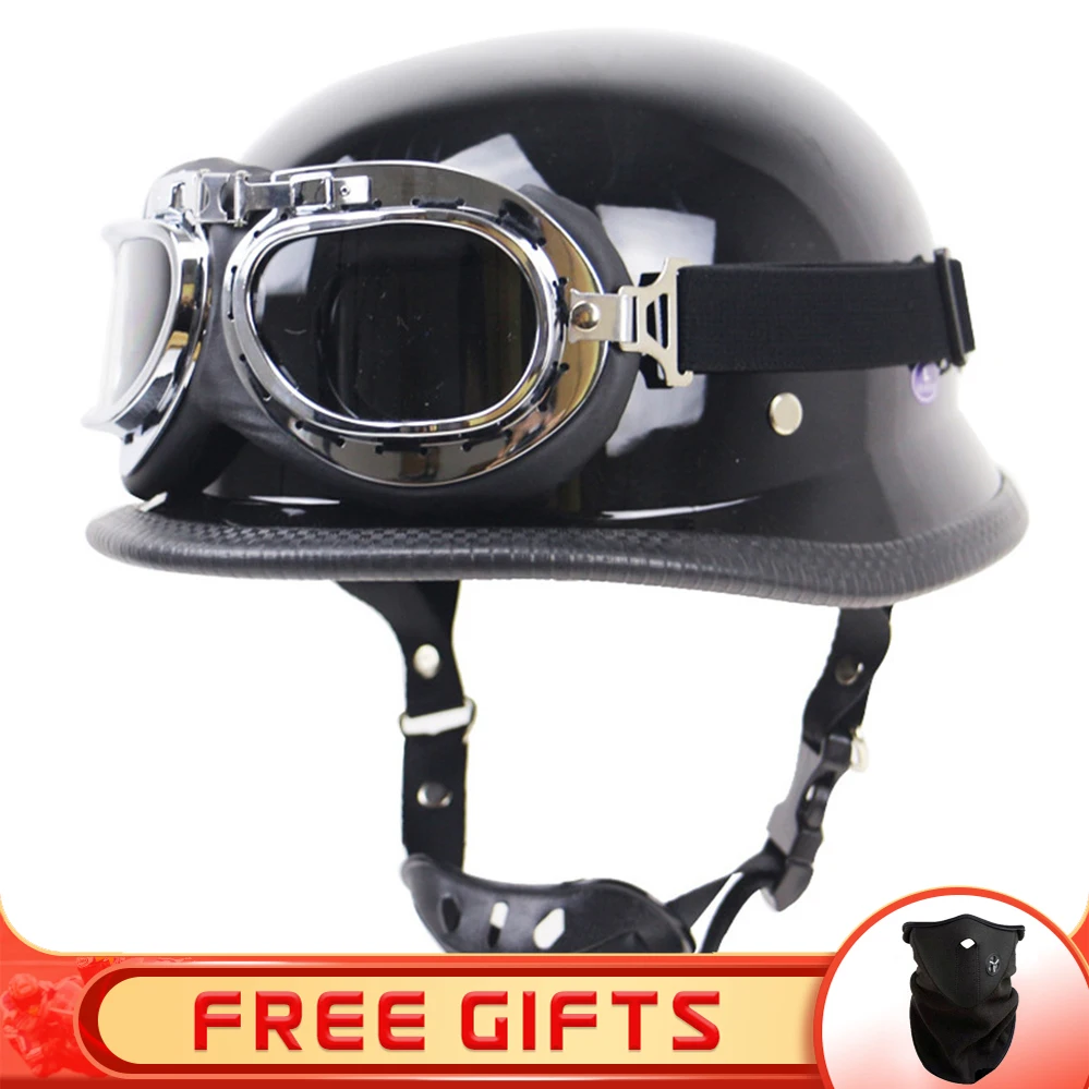 

New German WWII Style Motorcycle Half Helmet Unisex Chopper Cruiser Vintage Retro Scooter Cycling Riding Jet Cascos Para Moto
