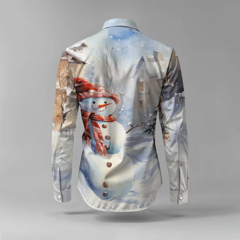 2025 Trendy Spring Summer Men Shirt Set Christmas Print Fashion Gingerbread Man Two Piece Set Mens Snowman Lightweight Party_viptrois.com