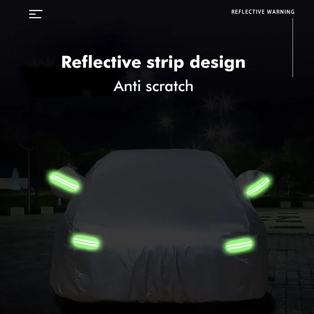 Copertura per auto Protezione esterna Copertura per neve esterna completa Parasole Copertura di protezione Oxford antipolvere universale per berlina Hatchback - immagine 5
