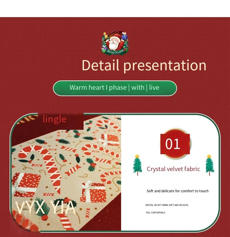 VIKAMA Schöner weihnachtlicher Lebkuchenmann, langer Kristall-Samtteppich für Küche und Badezimmer, saugfähig, rutschfest, Heimdekoration_voghion.com