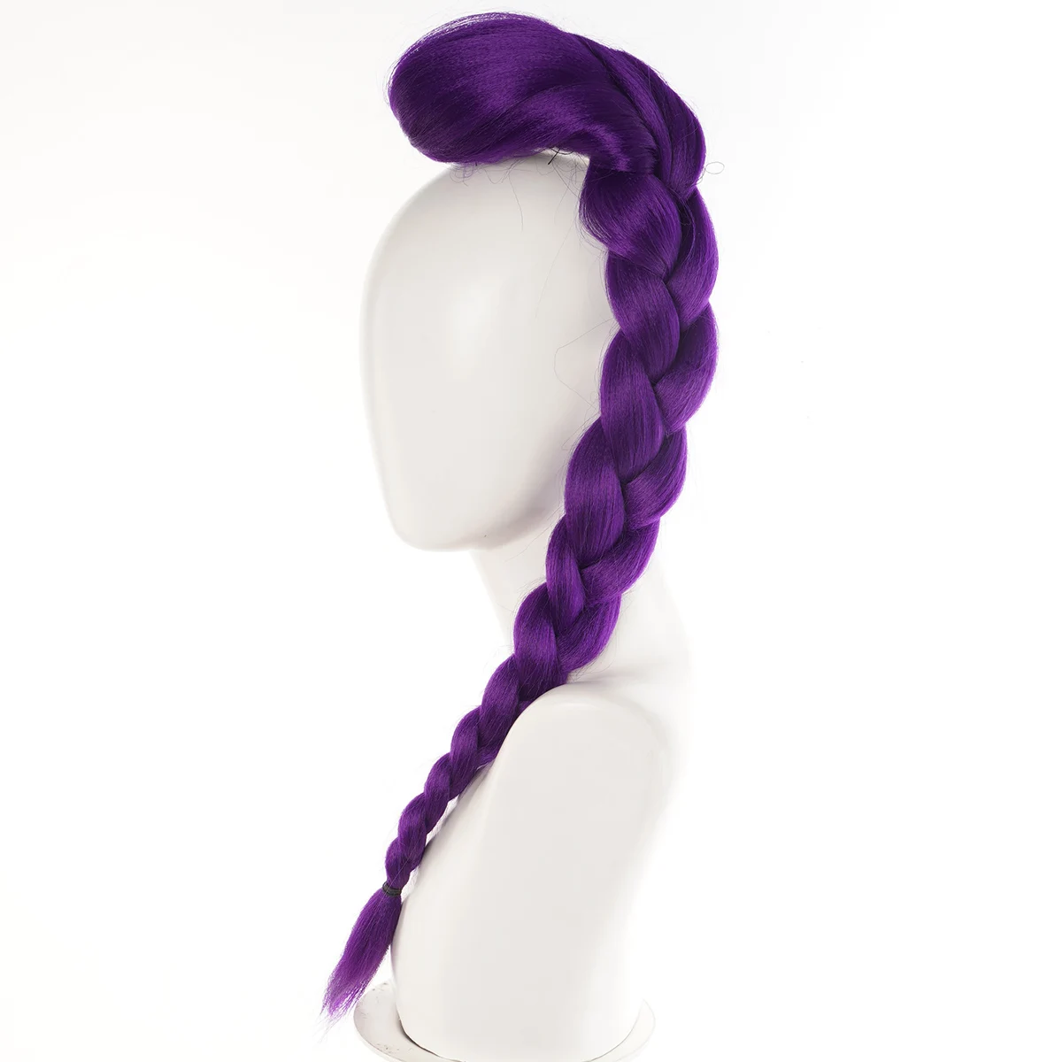 Braided synthetic purple ponytail wig fake ponytail hair extension wig sandwiched at the end of a woman's hair