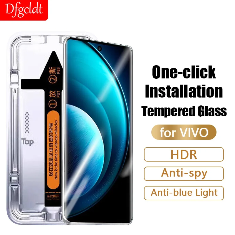 

3D One-click Installation Full Curved Tempered Glass For Vivo X100 X90S X80 X70 Pro Plus S18 S17 S16 Privacy Screen Protectors