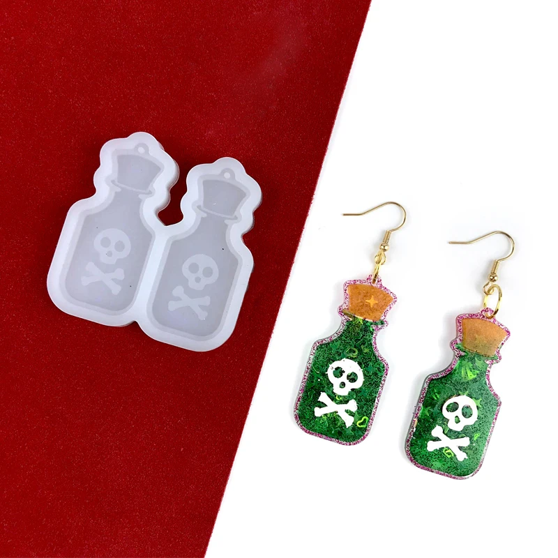 

Modern Pop Halloween Series Skull Bottle Earrings Silicone Mould DIY Keychain Necklace Pendant Resin
