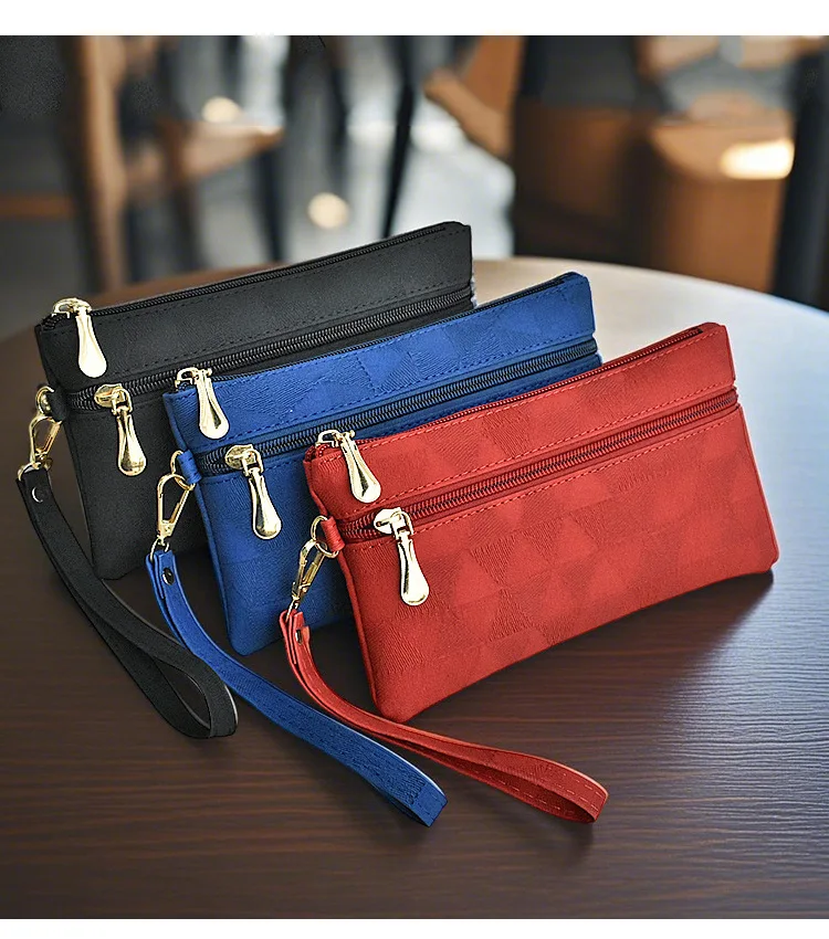 Lange Damen-Geldbörsen aus Leder, einfache modische Clutch-Tasche, lässige Handytaschen für Damen, große Kapazität, Reißverschluss-Geldbeutel für Damen – Detail 2