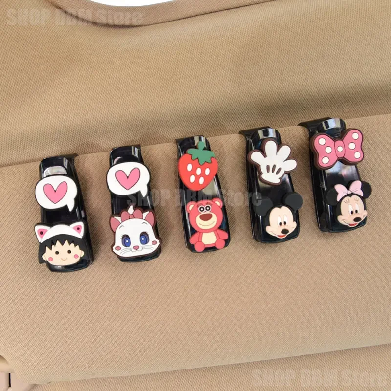 Disney Mickey Minnie Mouse Auto Sun Visor Glasses Fastener Clip Holder Sunglasses Eyeglasses Ticket Card Universal Car Interior car sun visor clip holder
